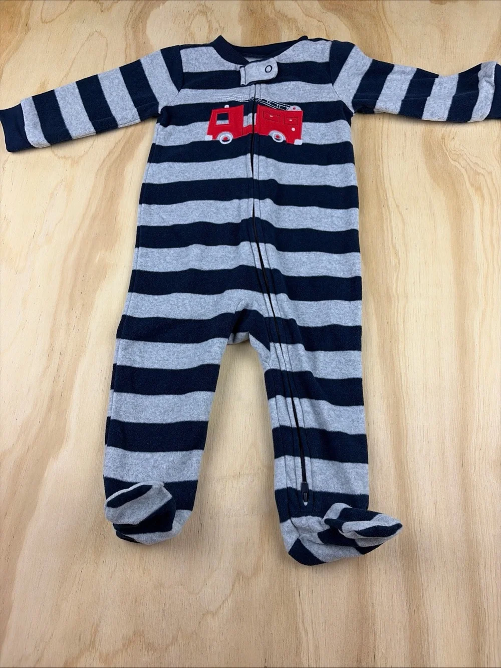 Carter’s Baby Boy Fleece Footed Pajamas 9 Months Fire Truck Zip-Up Sleep & Play